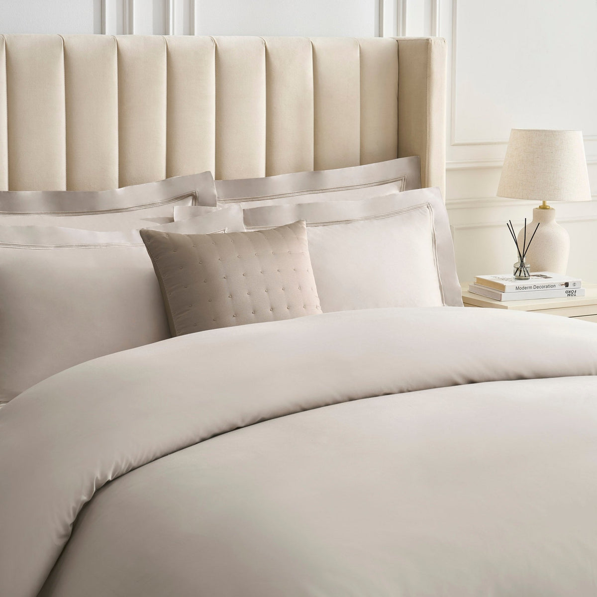 Vienna Quilted Satin Cushion Cover - Taupe - DUSK
