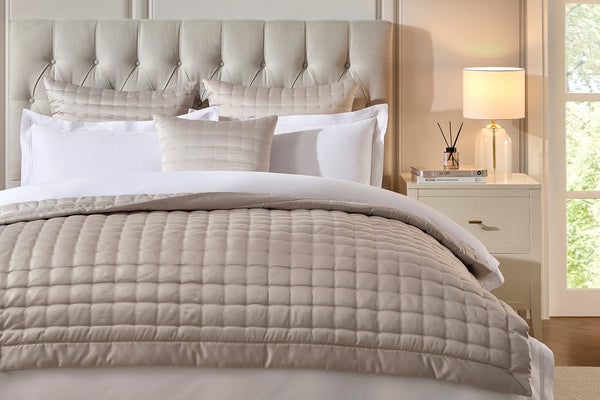 Vienna Quilted Satin Throw 1.5m x 2m - Champagne - DUSK