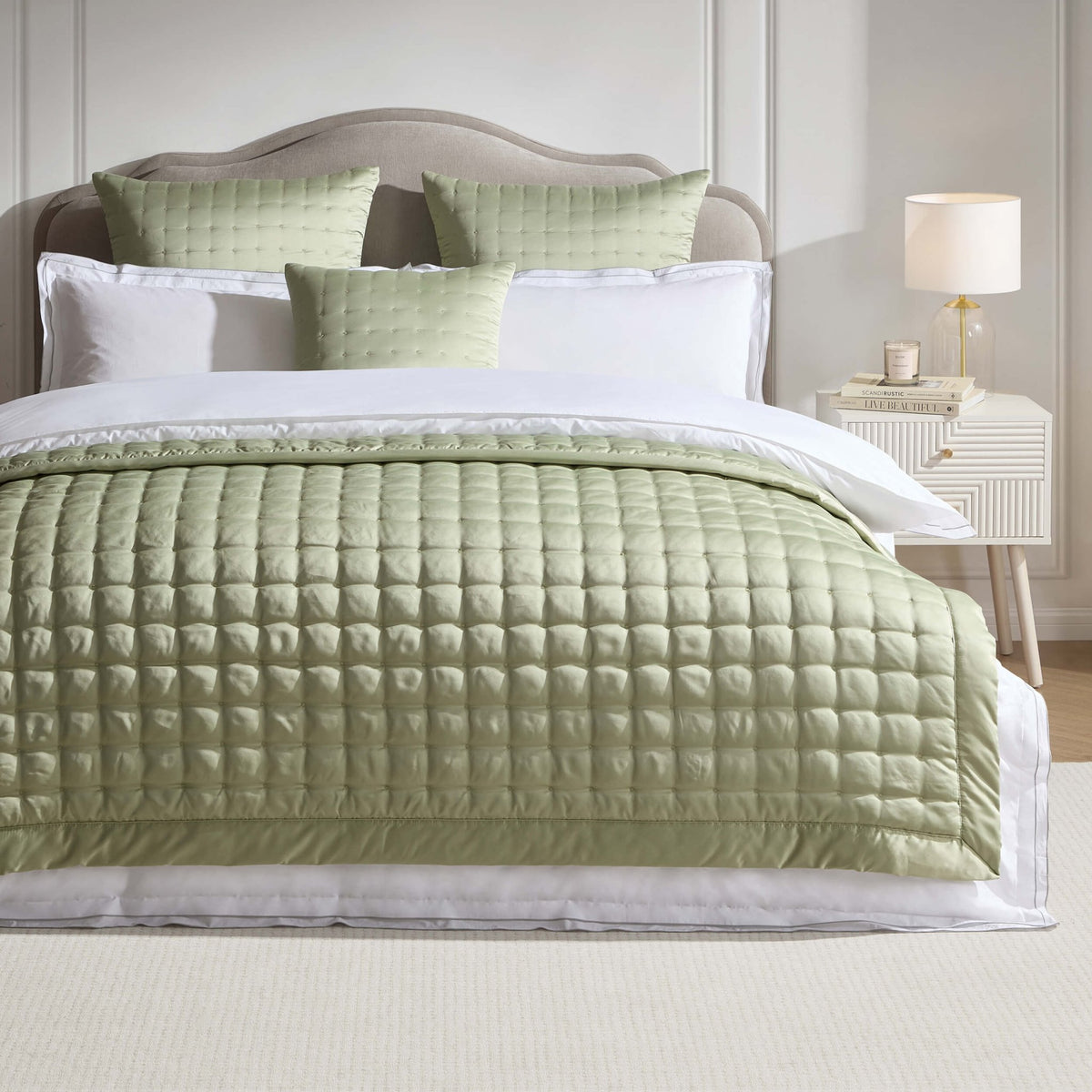 Vienna Quilted Throw 1.5m x 2m - Sage - DUSK