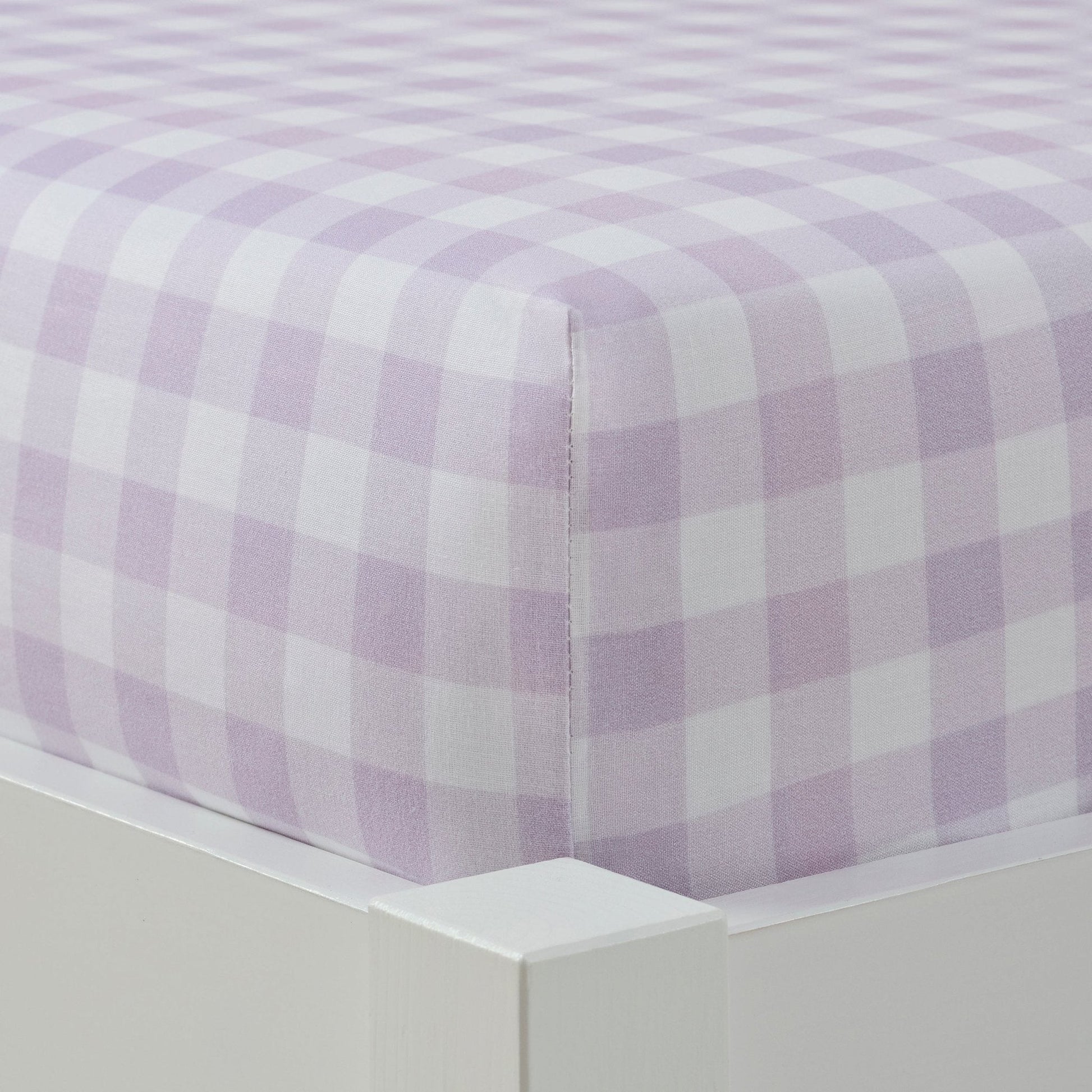 Violet 100% Cotton Fitted Sheet - Purple Gingham - DUSK