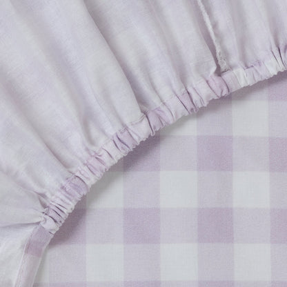 Violet 100% Cotton Fitted Sheet - Purple Gingham - DUSK