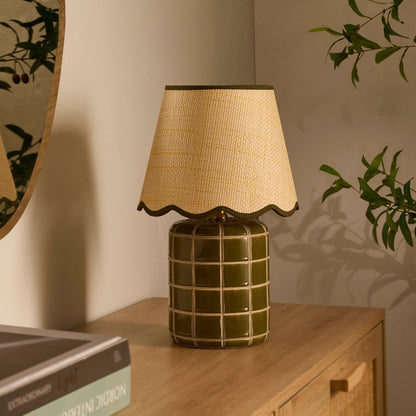 Vivienne Carved Ceramic Table Lamp - Green - DUSK