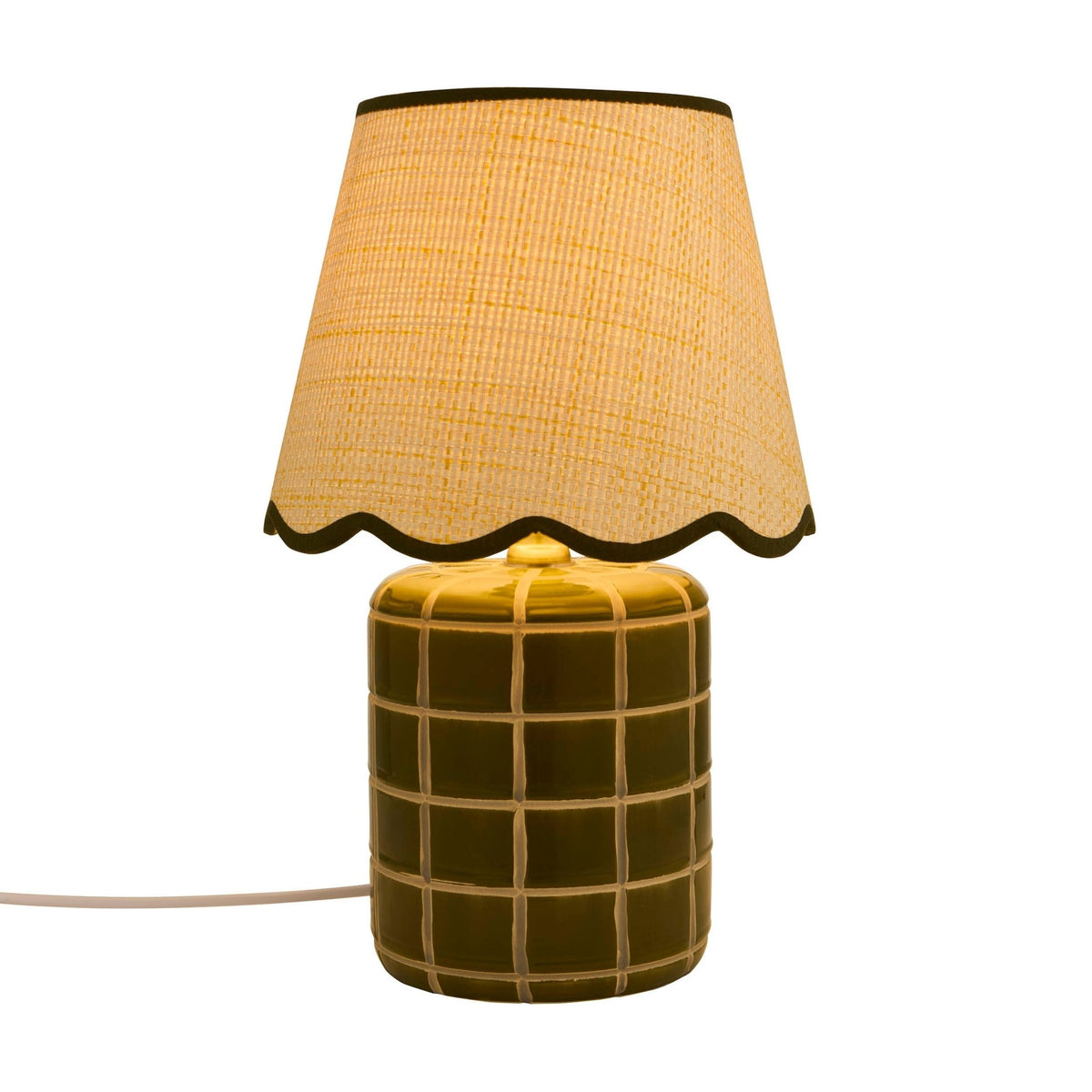 Vivienne Carved Ceramic Table Lamp - Green - DUSK