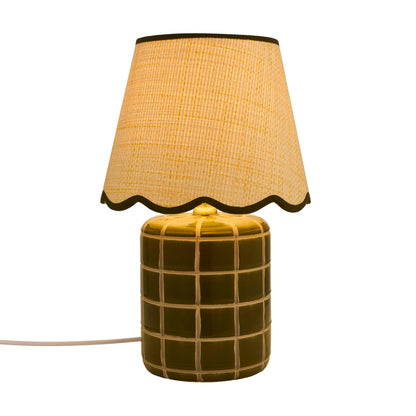 Vivienne Carved Ceramic Table Lamp - Green - DUSK