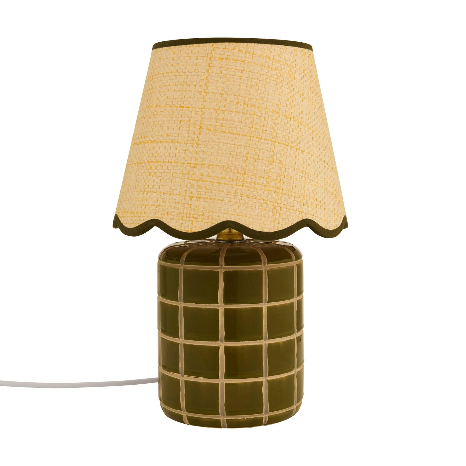 Vivienne Carved Ceramic Table Lamp - Green - DUSK