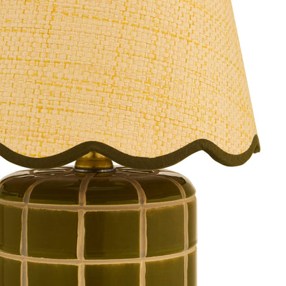 Vivienne Carved Ceramic Table Lamp - Green - DUSK
