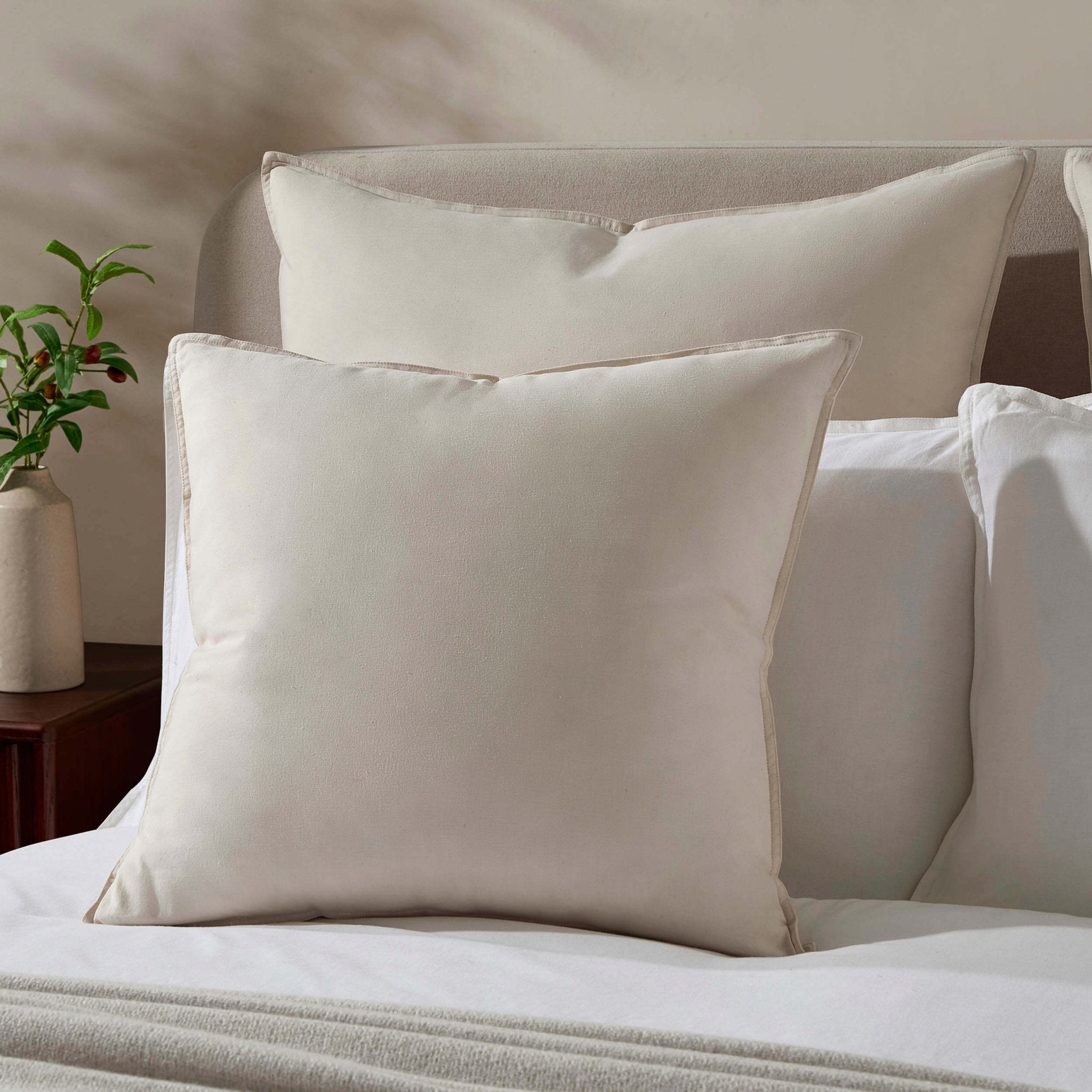 Washed Cotton Linen Blend Plain Dye Cushion Cover - Desert Sand - DUSK