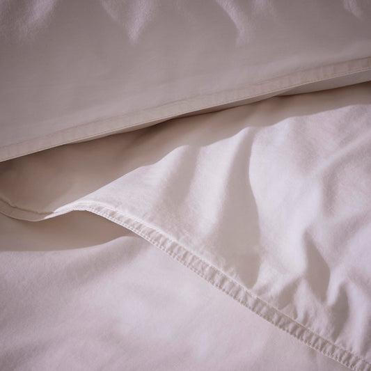 Washed Cotton Plain Dye Duvet Cover Set - Almond - DUSK