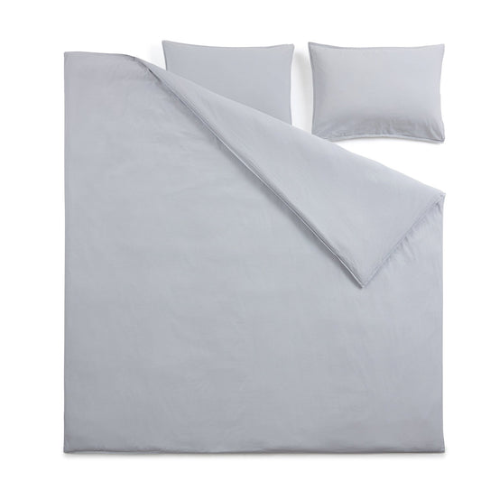 Washed Cotton Plain Dye Duvet Cover Set - Dove Grey - DUSK