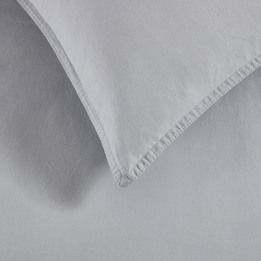 Washed Cotton Plain Dye Duvet Cover Set - Dove Grey - DUSK