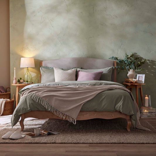 Washed Cotton Plain Dye Duvet Cover Set - Olive - DUSK