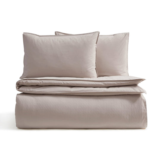 Washed Cotton Plain Dye Duvet Cover Set - Sand - DUSK