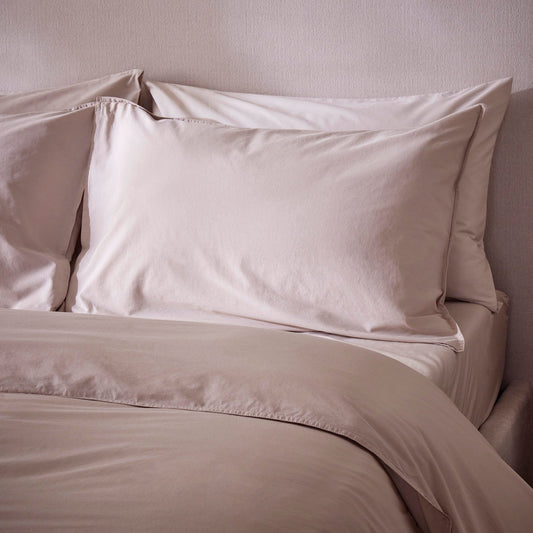 Washed Cotton Plain Dye Duvet Cover Set - Sand - DUSK