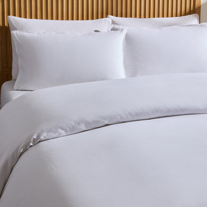 Washed Cotton Ramie Linen Look Plain Dye Duvet Cover - Chalk White - DUSK
