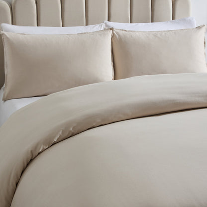 Washed Cotton Ramie Linen Look Plain Dye Duvet Cover - Desert Sand - DUSK