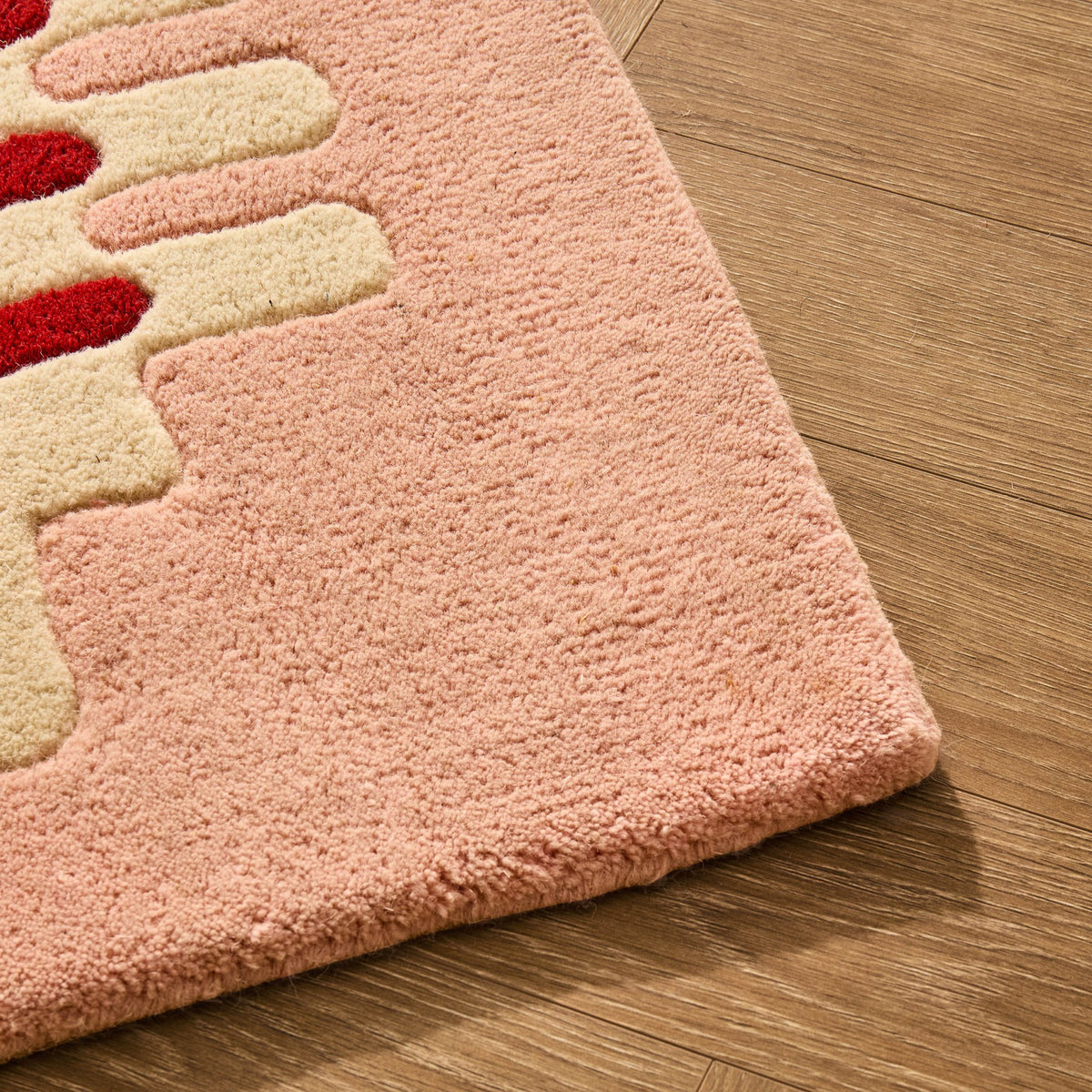 Waverly Hand Tufted Wavy Edge Rug - Natural/ Pink - DUSK