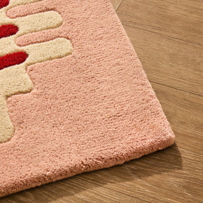 Waverly Hand Tufted Wavy Edge Rug - Natural/ Pink - DUSK