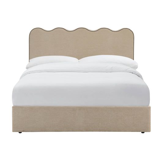 Wavey Ottoman Storage Bed - Chenille Oatmeal - DUSK