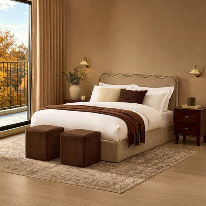 Wavey Ottoman Storage Bed - Chenille Oatmeal - DUSK