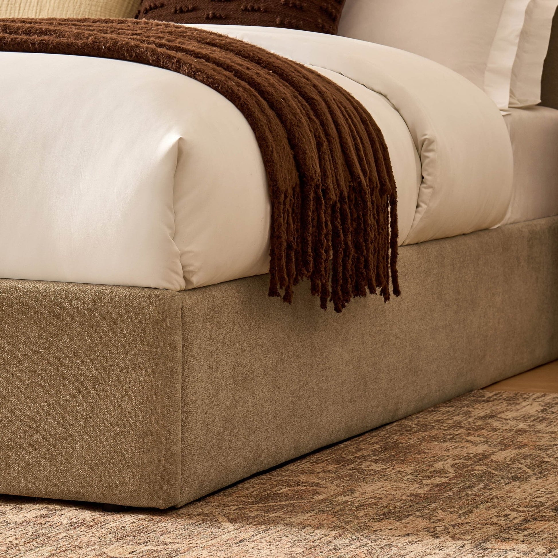 Wavey Ottoman Storage Bed - Chenille Oatmeal - DUSK