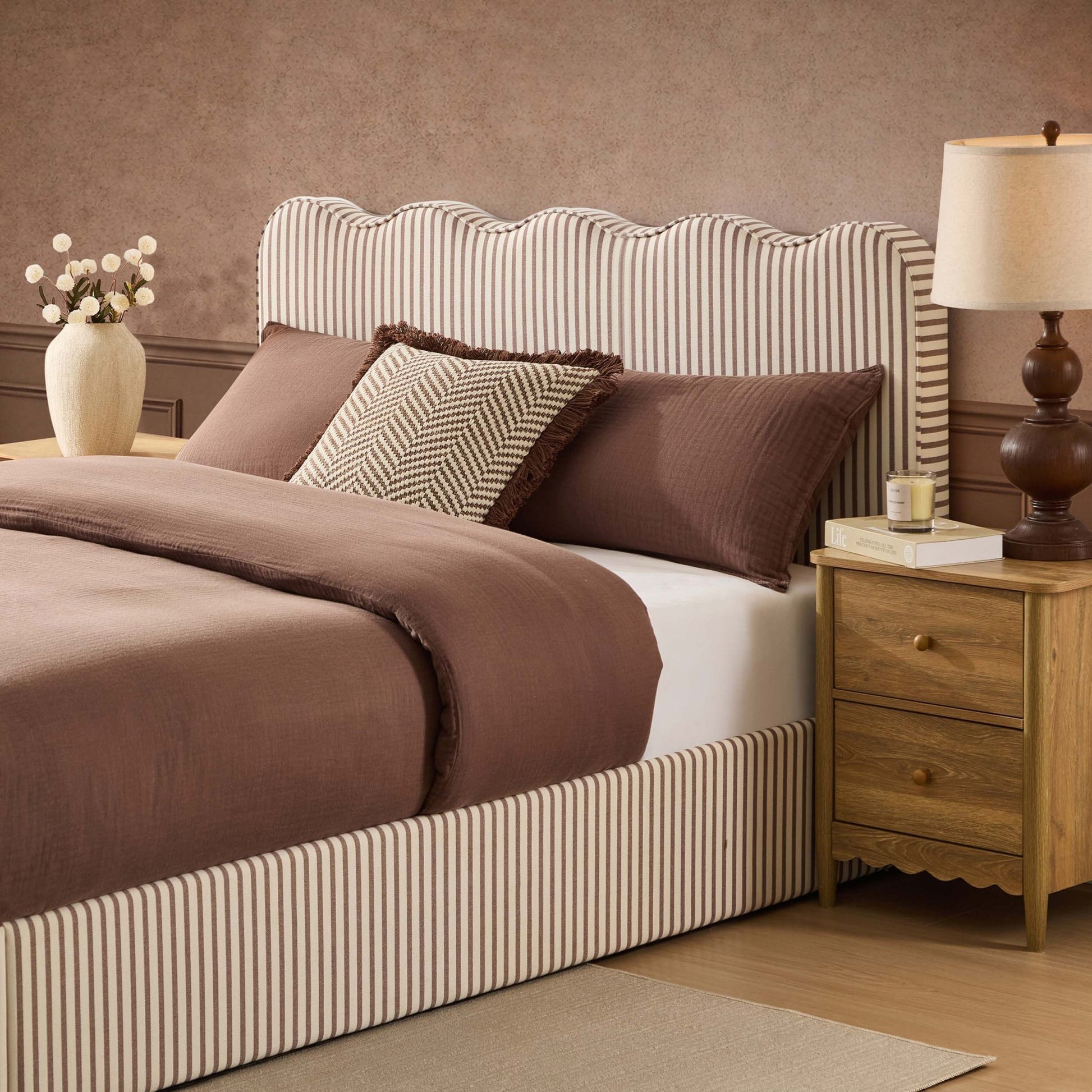 Wavey Ottoman Storage Bed - Chocolate Stripe - DUSK