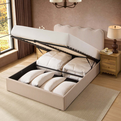 Wavey Ottoman Storage Bed - Chocolate Stripe - DUSK