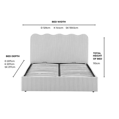 Wavey Ottoman Storage Bed - Chocolate Stripe - DUSK