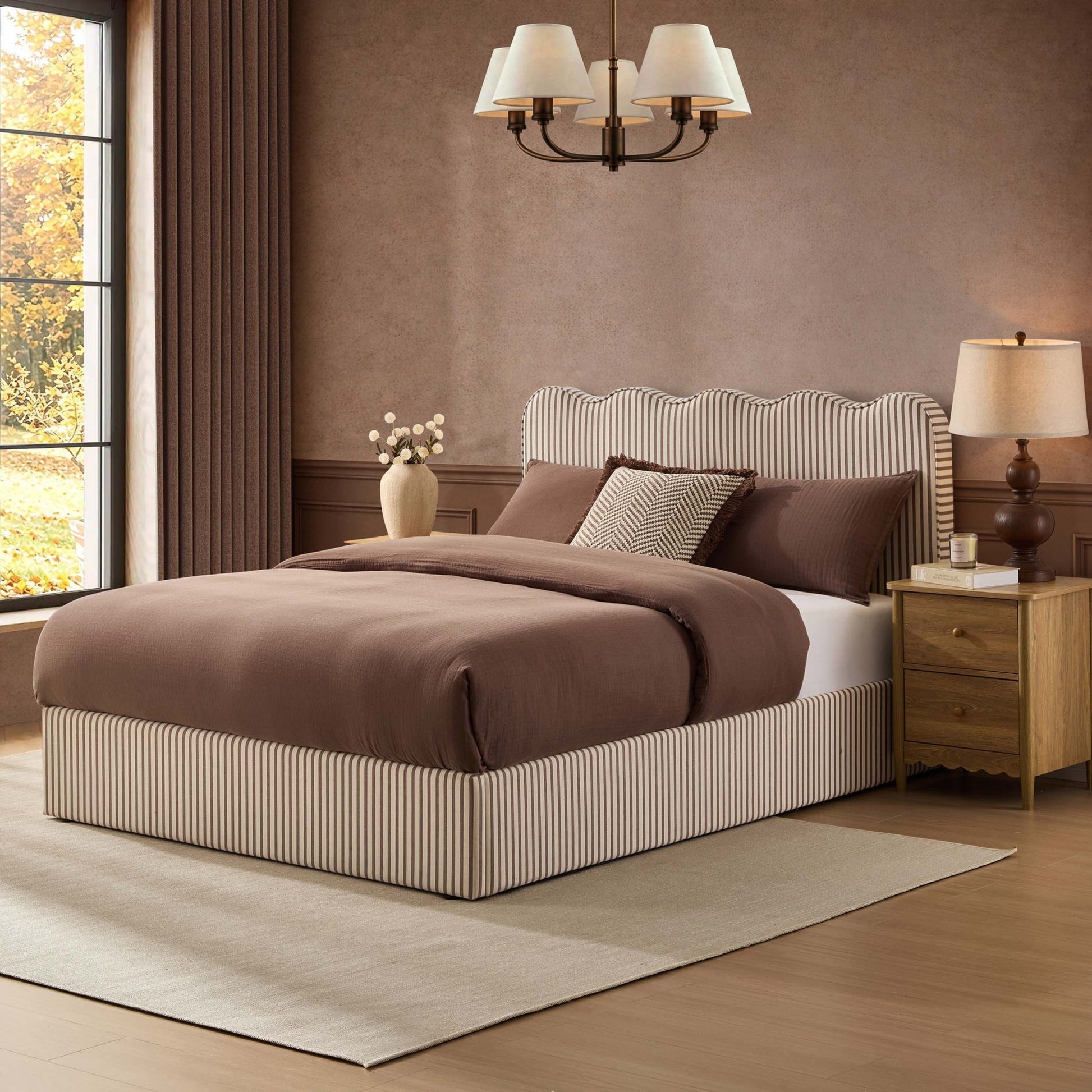 Wavey Ottoman Storage Bed - Chocolate Stripe - DUSK