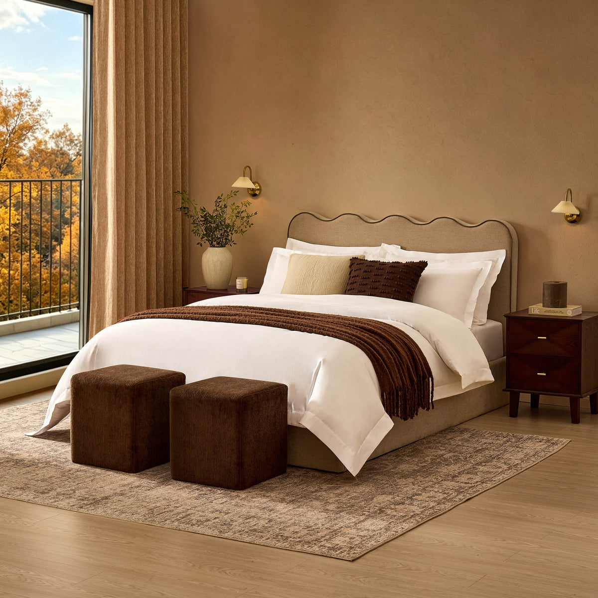 Wavy Ottoman Storage Bed - Chenille Oatmeal - DUSK