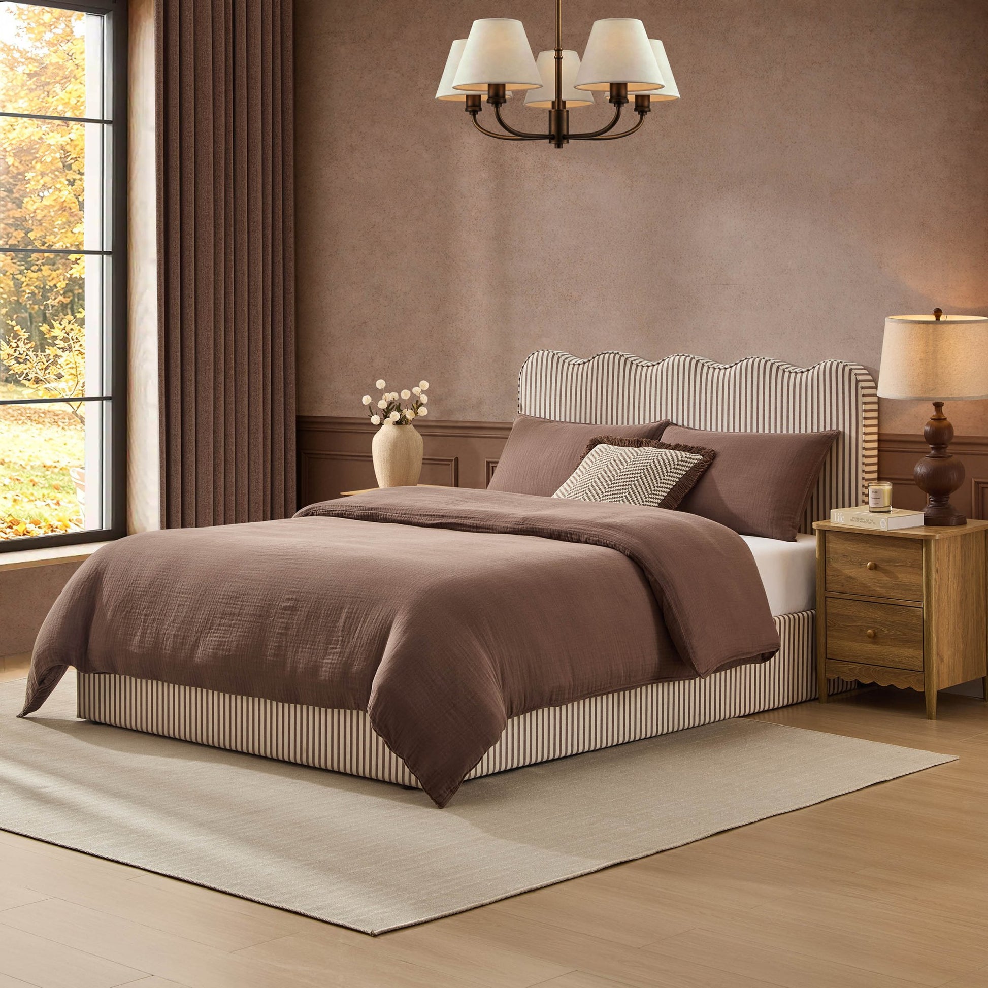 Wavy Ottoman Storage Bed - Chocolate Stripe - DUSK