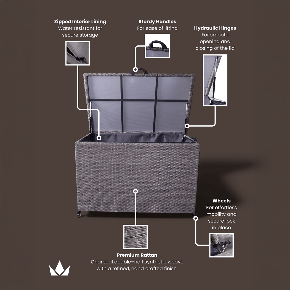 Weave Outdoor Storage Box 510L - Charcoal - DUSK