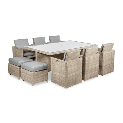 Wentworth Outdoor 10 Seater Cube Dining Set - Beige - DUSK