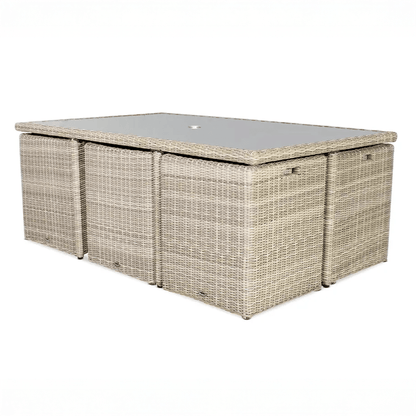 Wentworth Outdoor 10 Seater Cube Dining Set - Beige - DUSK