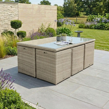 Wentworth Outdoor 10 Seater Cube Dining Set - Beige - DUSK