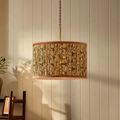 William Pleated Traditional Pattern Ceiling Shade - Green - DUSK