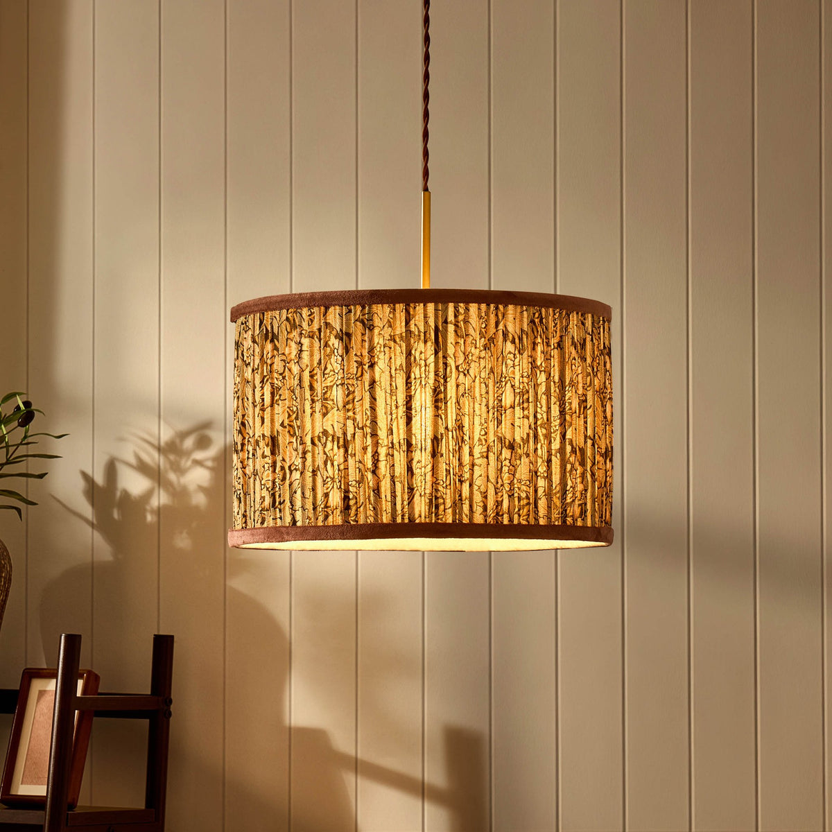 William Pleated Traditional Pattern Ceiling Shade - Green - DUSK