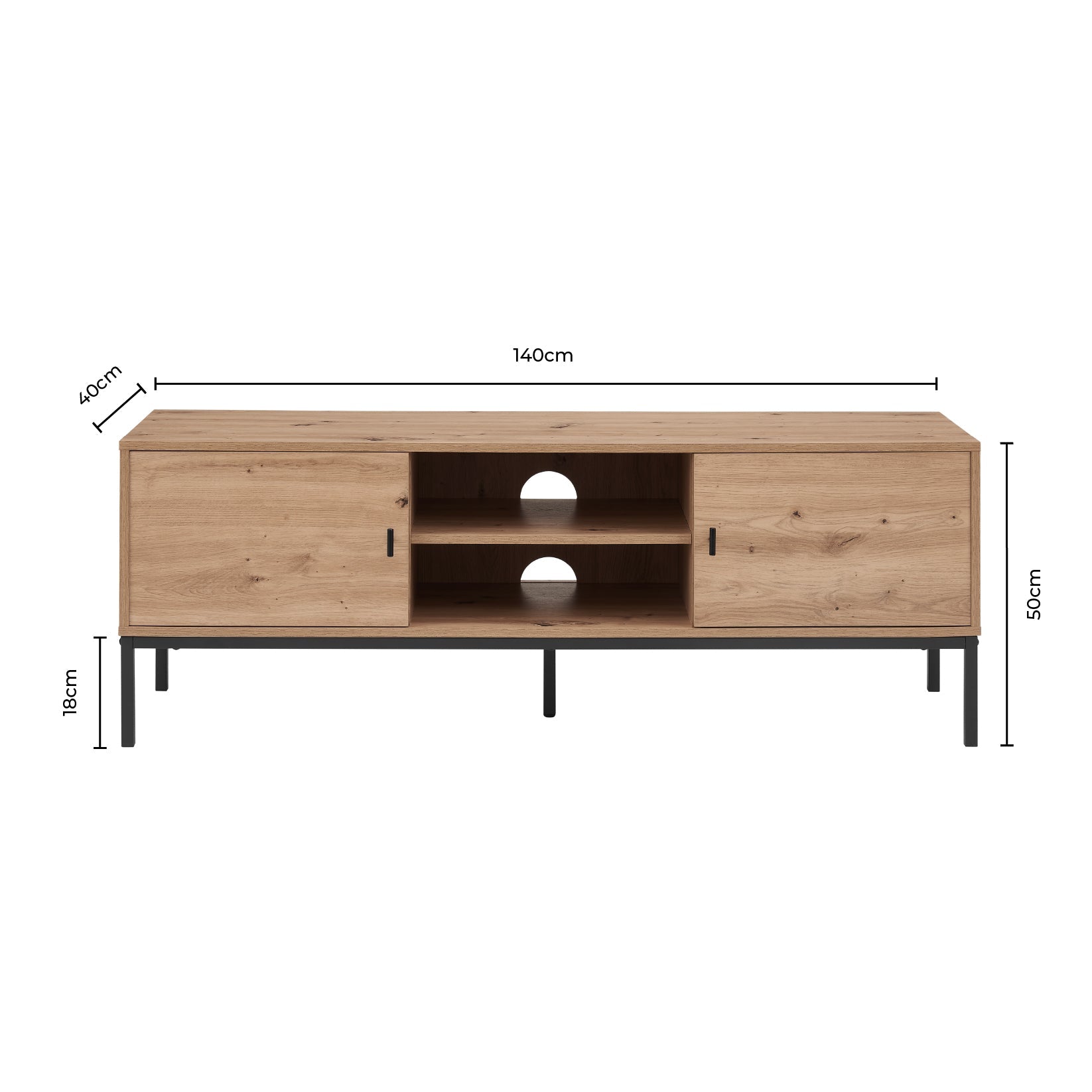 Willow 140cm TV Unit - Light Wood - DUSK