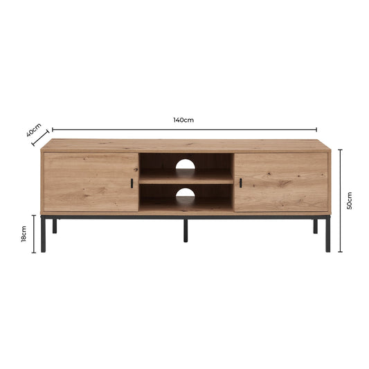 Willow 140cm TV Unit - Oak Effect - DUSK