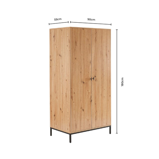 Willow 2 Door Wardrobe - Mango Wood - DUSK