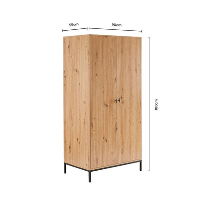 Willow 2 Door Wardrobe - Oak Effect - DUSK