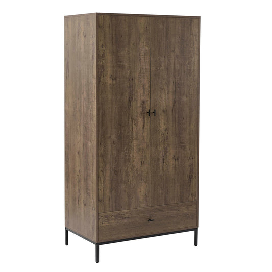 Willow 2 Door Wardrobe with Drawer - Mango Wood - DUSK