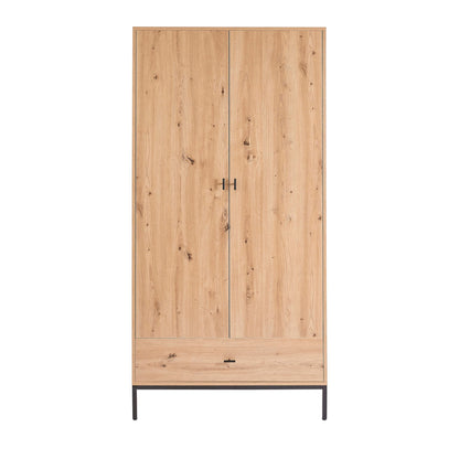 Willow 2 Door Wardrobe with Drawer - Natural - DUSK