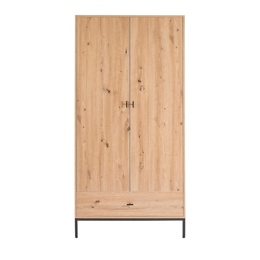 Willow 2 Door Wardrobe with Drawer - Natural - DUSK