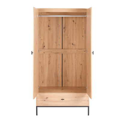 Willow 2 Door Wardrobe with Drawer - Natural - DUSK