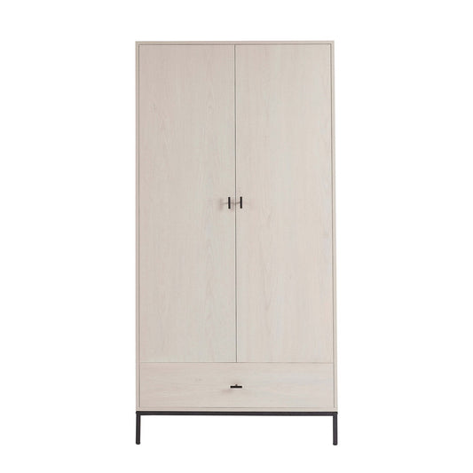 Willow 2 Door Wardrobe with Drawers - Light Wood - DUSK