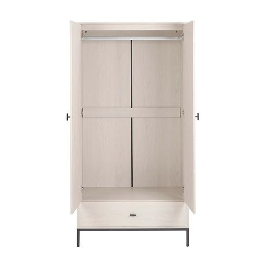 Willow 2 Door Wardrobe with Drawers - Light Wood - DUSK