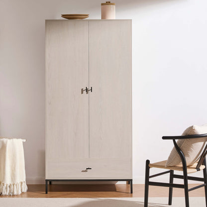 Willow 2 Door Wardrobe with Drawers - Light Wood - DUSK