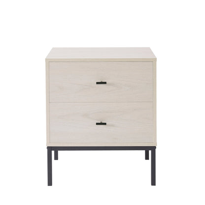 Willow 2 Drawer Bedside Table - Light Wood - DUSK