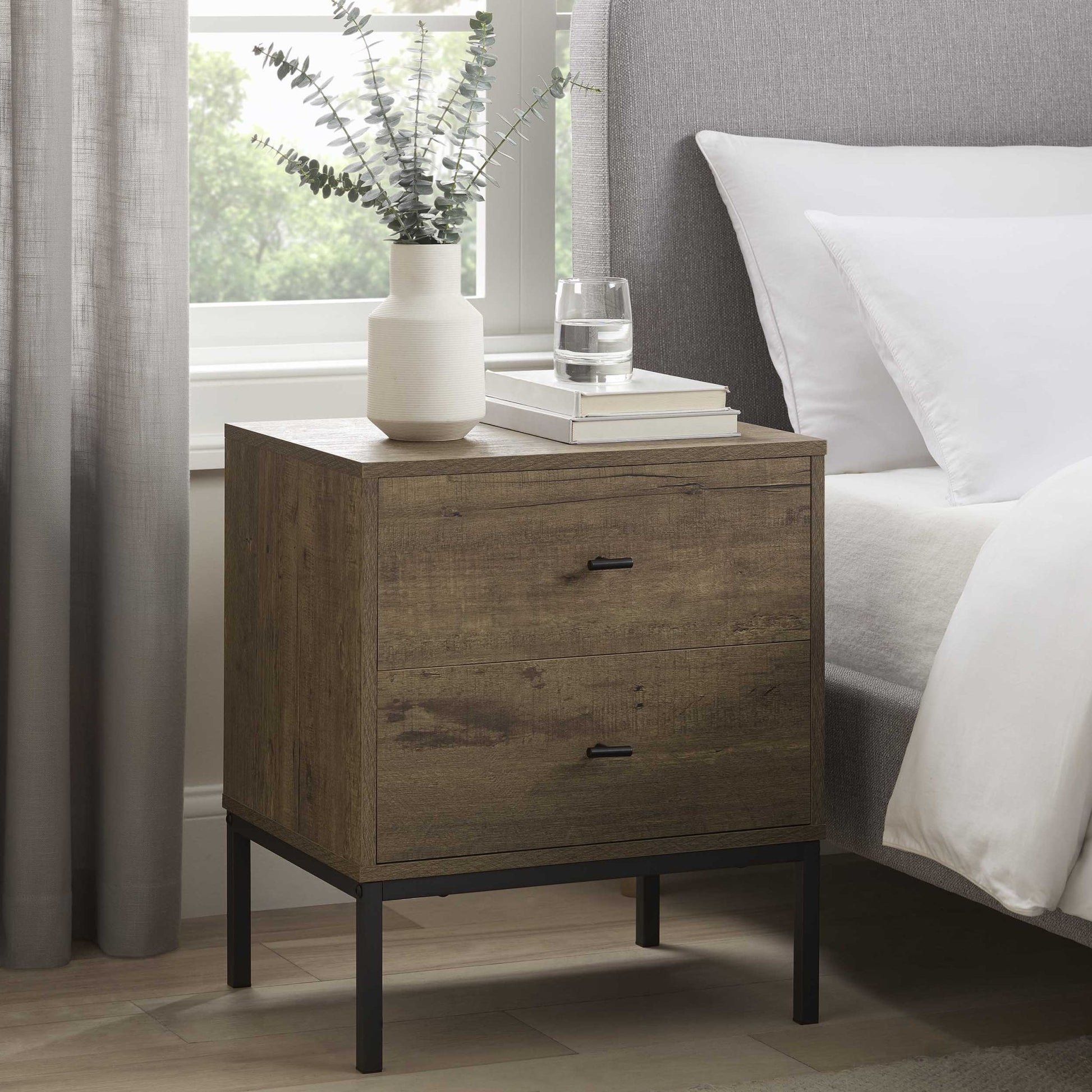 Willow 2 Drawer Bedside Table - Mango Wood - DUSK