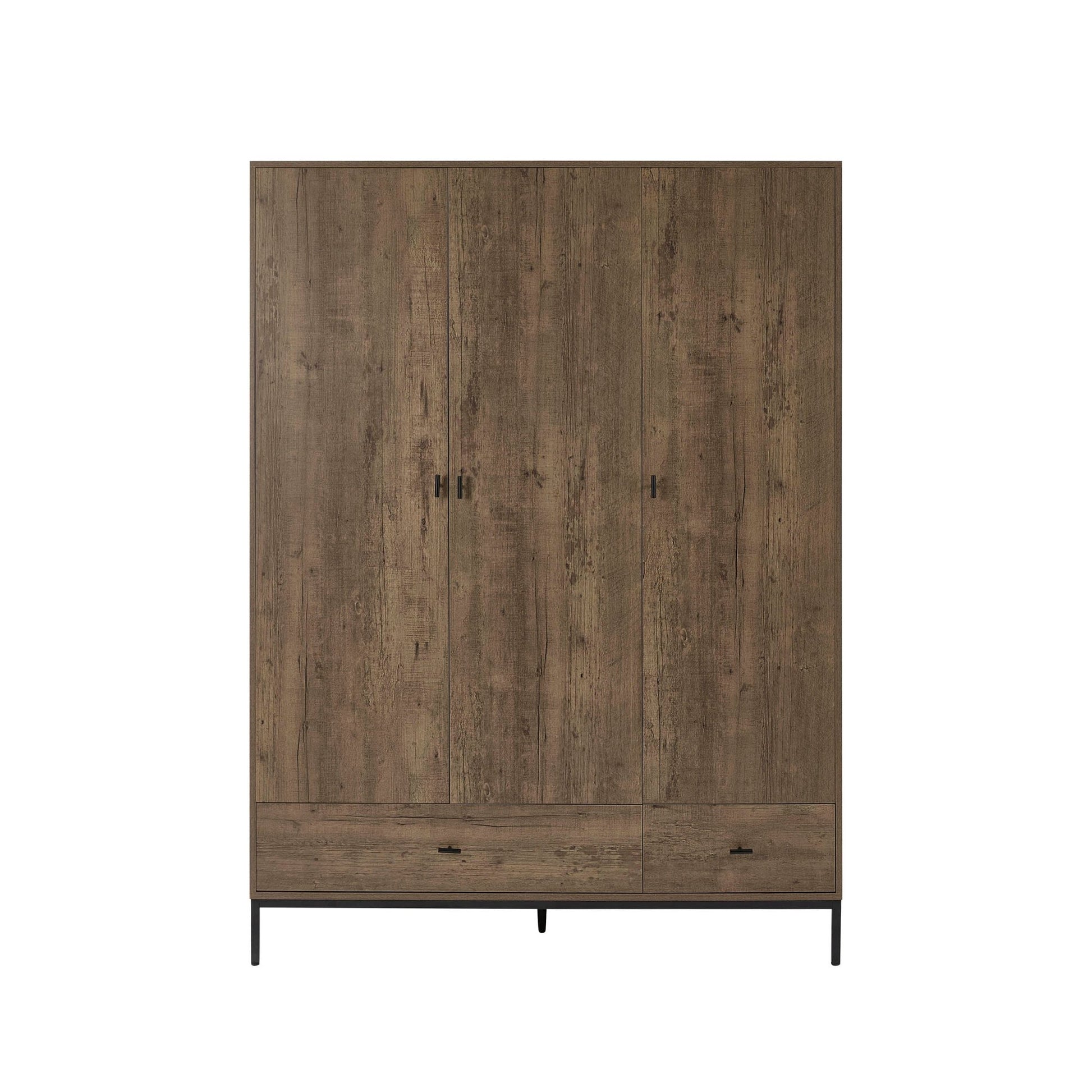 Willow 3 Door Wardrobe with Drawers - Mango Wood - DUSK